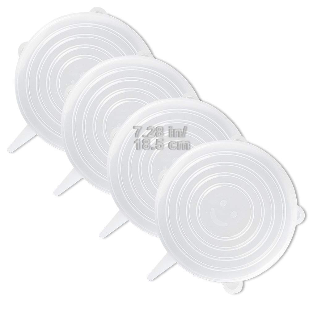 4 Pack Same Size Silicone Stretch Lids, Thicker Reusable Sturdy Silicone Cont...