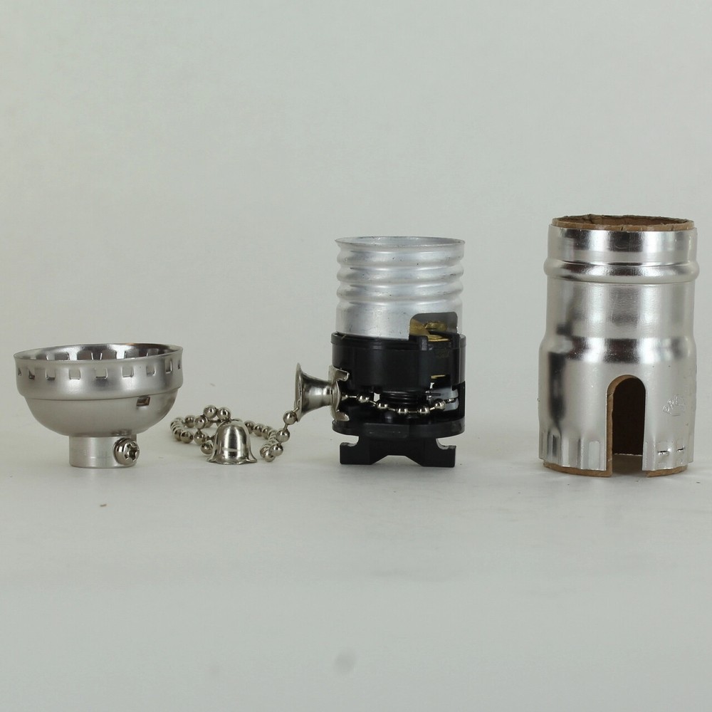 On-Off Pullchain Switch Nickel Plated E-26 Base Lamp Socket 1/8ips Cap 30774J