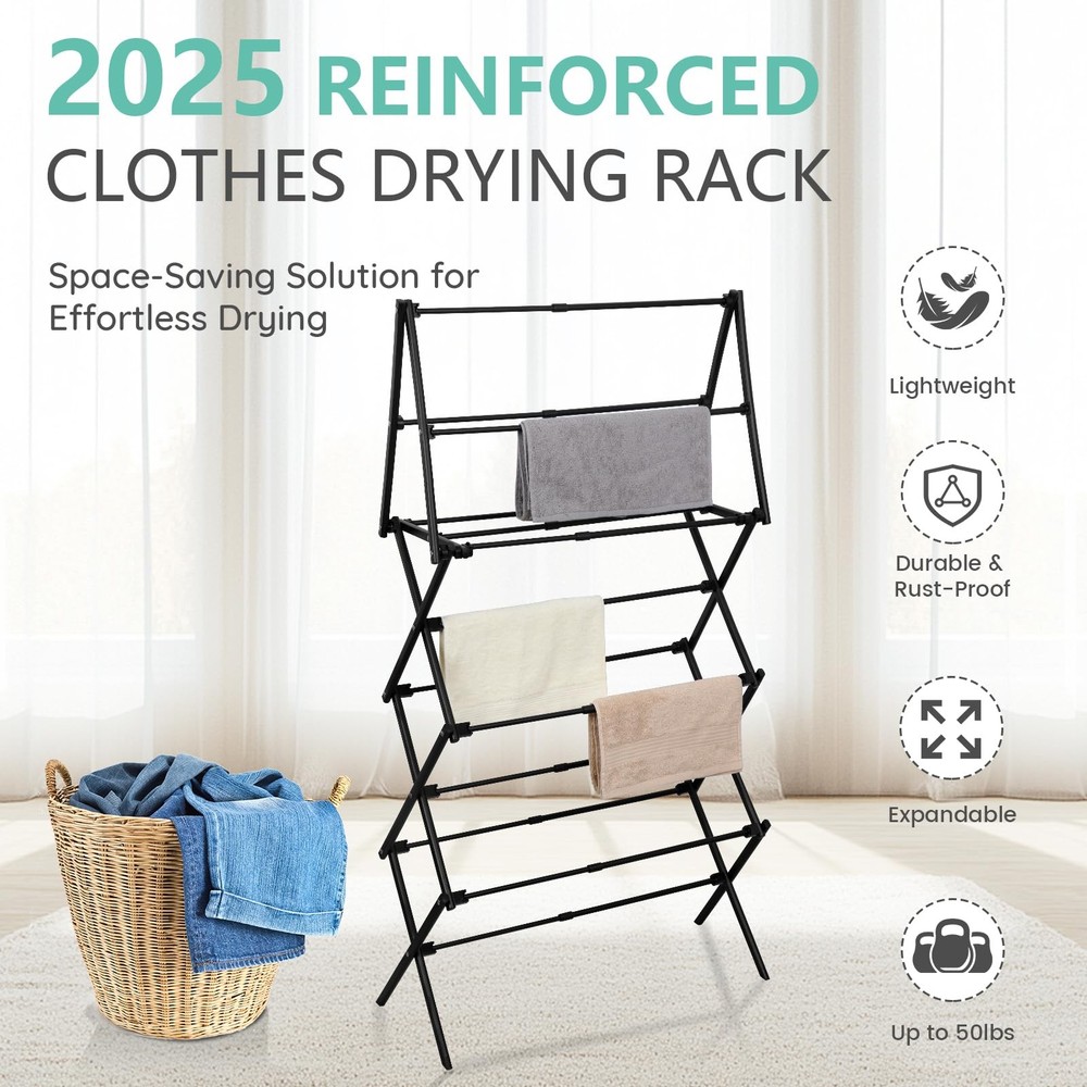 4 Tier Clothes Drying Rack Foldable | Foldable Clothing Drying Rack | Laundry...