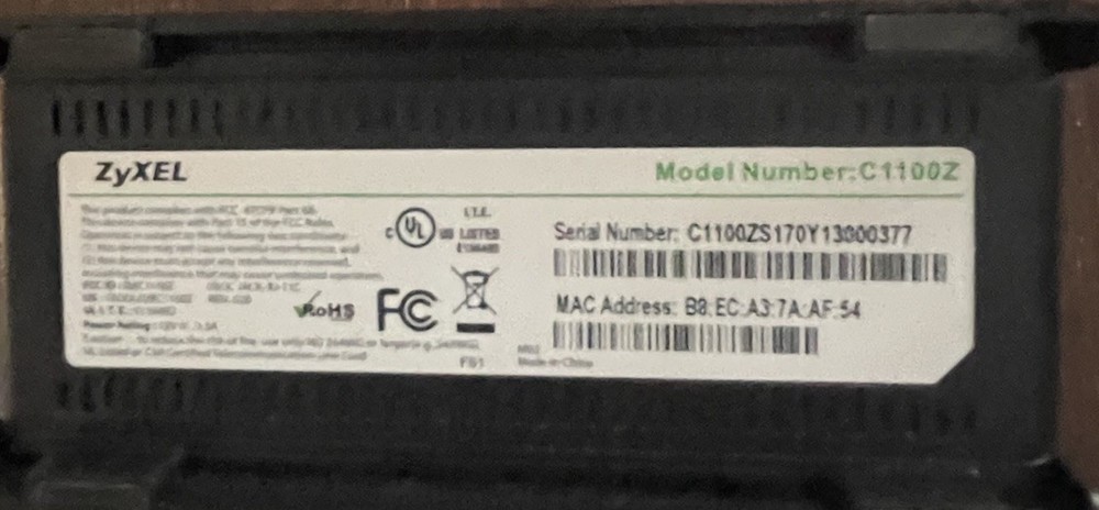 CenturyLink C1100X Ethernet