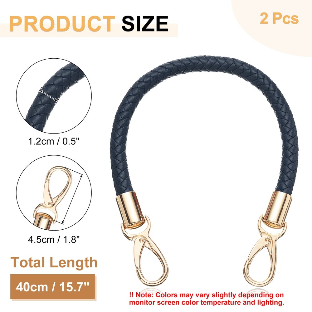 2 Pcs Leather Purse Strap, Braided Purse Replacement, Dark Blue