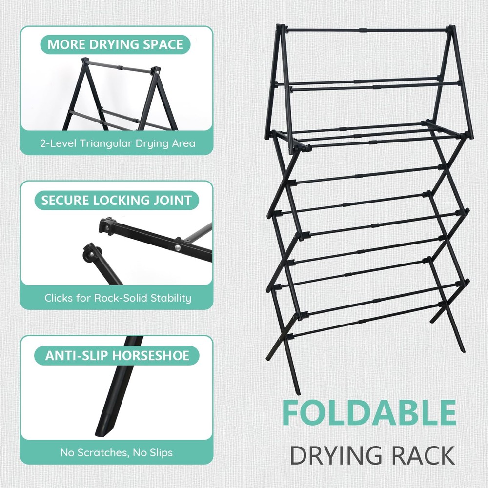 4 Tier Clothes Drying Rack Foldable | Foldable Clothing Drying Rack | Laundry...