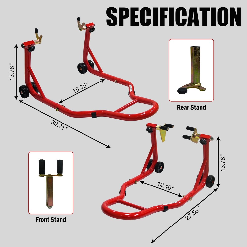 Motorcycle Stand Lift 880 lbs Front & Rear Fork Stand Spoolift Paddock Swingarm