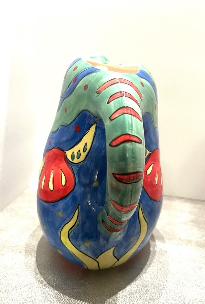 Ceramic Fish Water Pitcher. Multicolored.