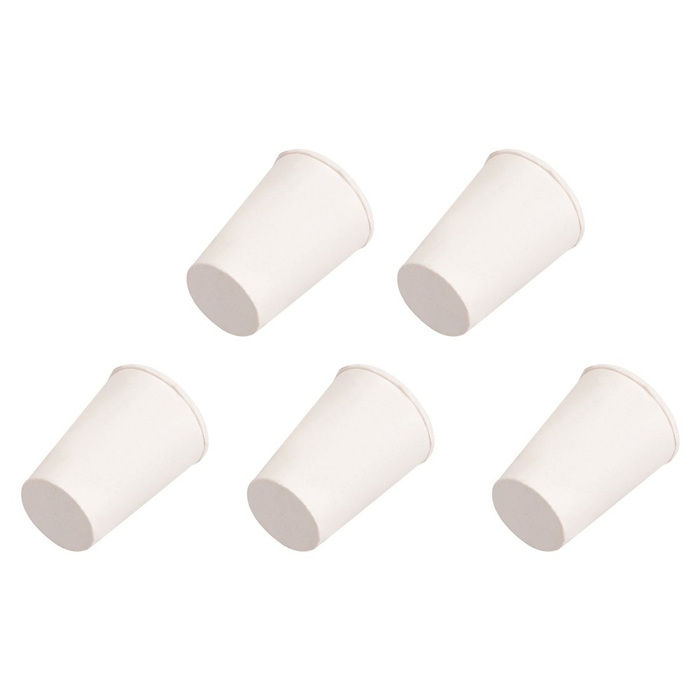 White Tapered Shaped Solid Rubber Stopper for Lab Tube Stopper Size 1  5Pcs