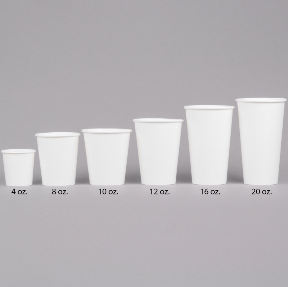 2000-Pack 8 oz. White Plain Paper Disposable Hot Beverage Coffee Cups Bulk NEW