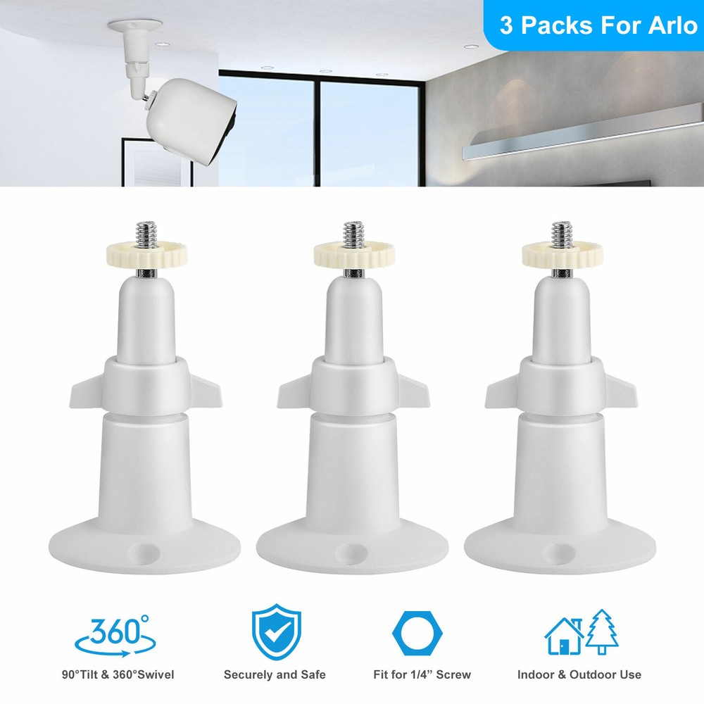 3pcs White Wall Mount Stand Bracket Adjustable For Arlo Pro 2 Security Camera