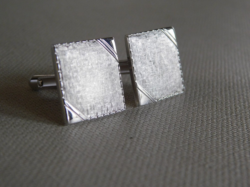 Shiny Brushed Silver Square Cufflinks