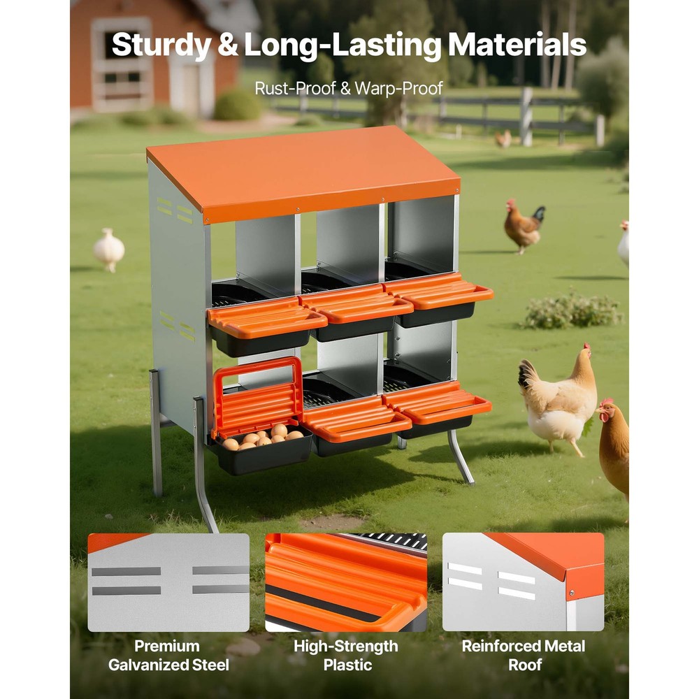 Uimoso 6-Compartment Chicken Nesting Boxes for Egg Laying