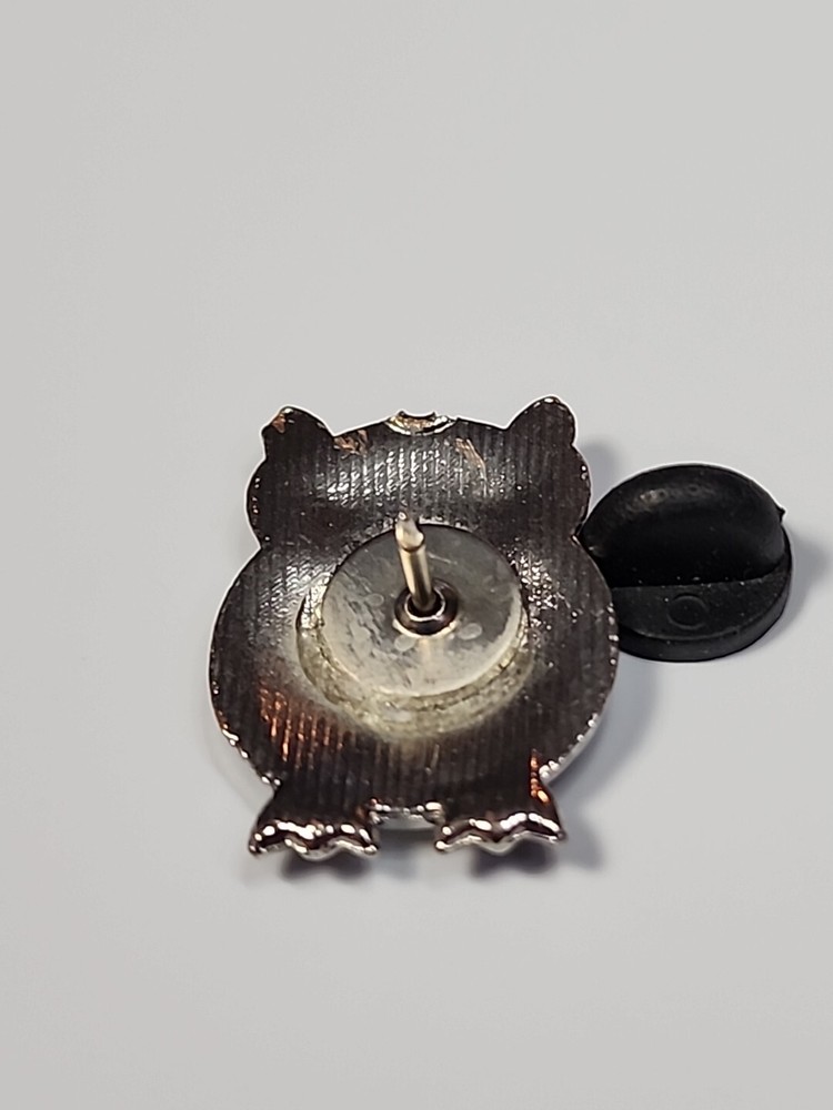 Owl Lapel Pin Black & White Zigzag Design