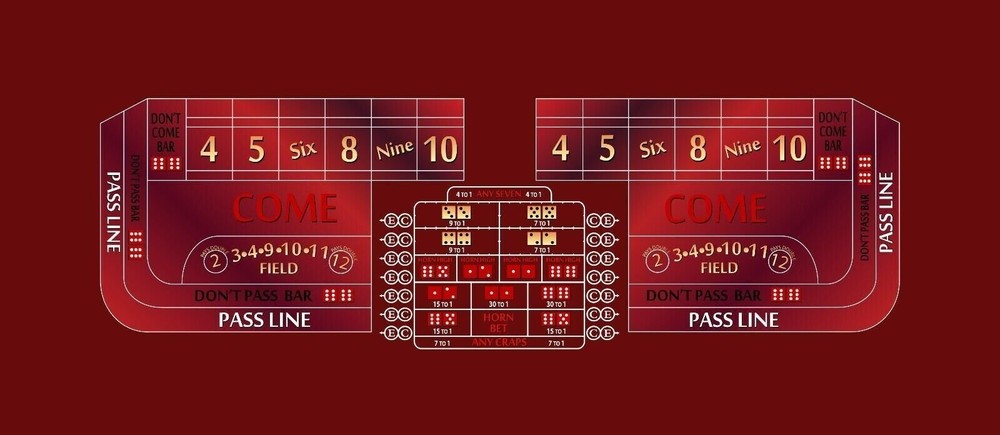 Craps Table Layout Felt - 10 Foot Burgundy
