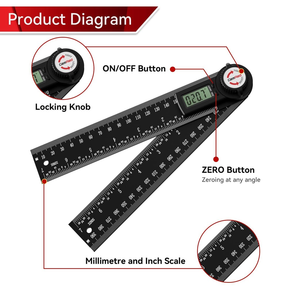 82305 Aluminum Digital Angle Finder Protractor