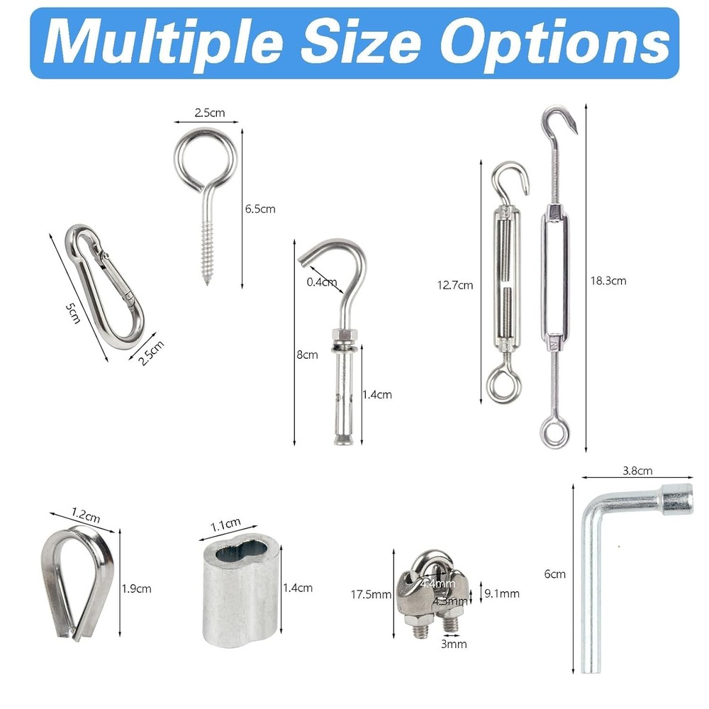 1/8" Stainless Steel Cable Wire Kit - Easy Install & Rust Resistant for All Uses