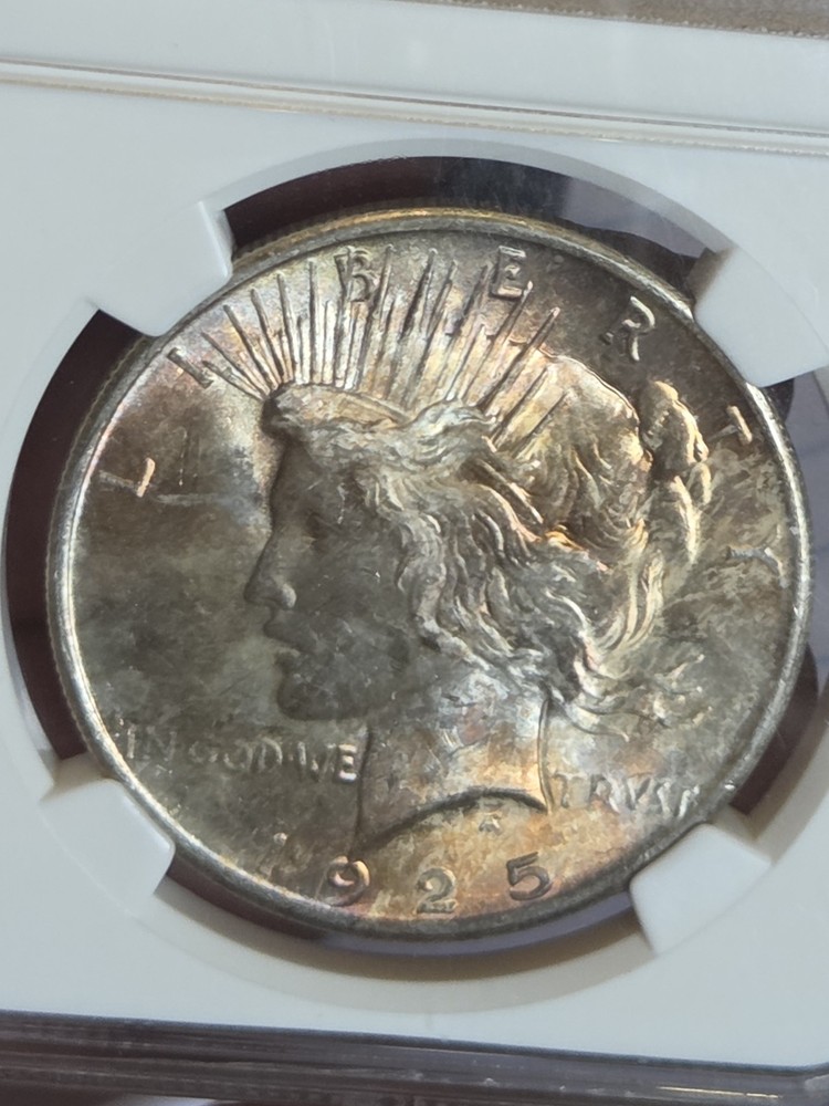 1925 $1 Peace Dollar NGC MS62 Toned
