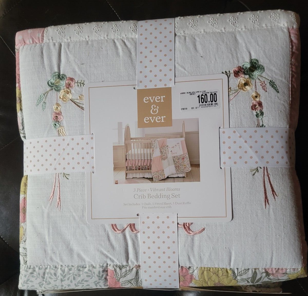 Ever & Ever 3 Piece Vibrant Blooms Crib Bedding Set
