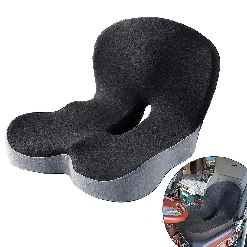 Memory Foam Seat Cushion w/Lumbar Support Pillow for Back & Sciatica Pain Relief