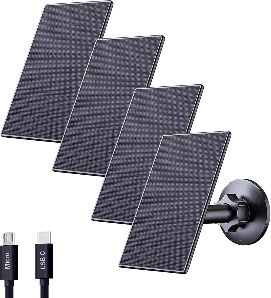 2W Solar Panel Security Cameras Solar Charger W/ Micro USB & USB-C Port