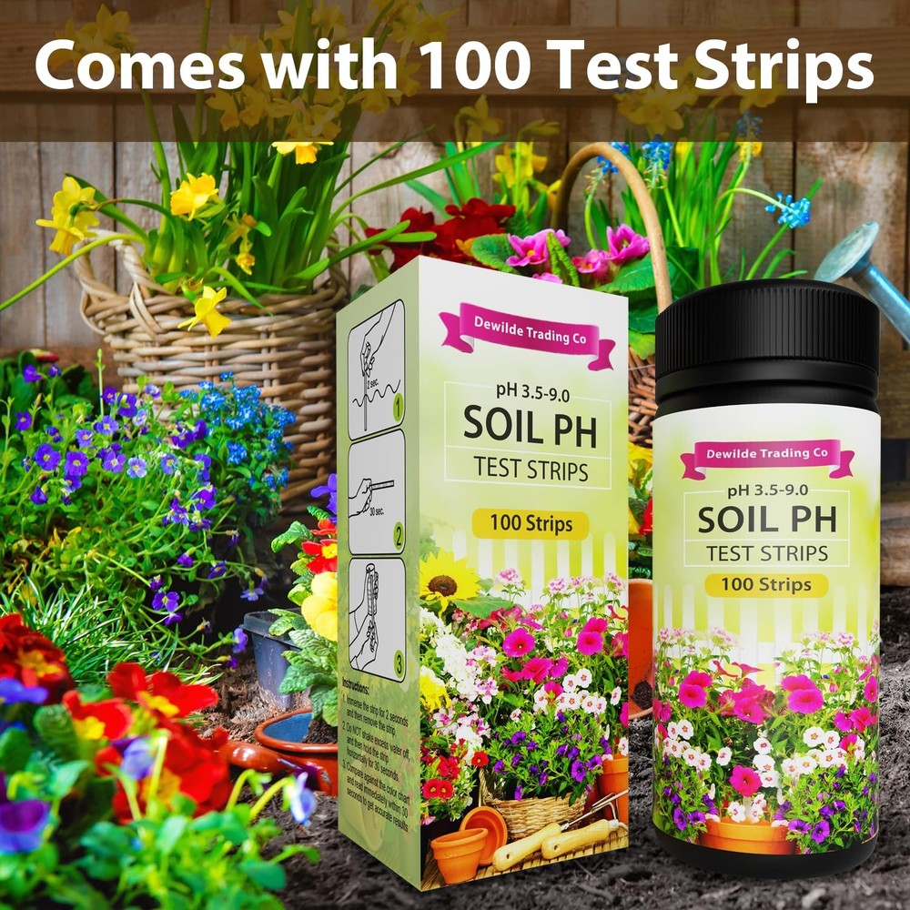Soil pH Paper Test Kit – 100 Tester Strips (3.5-9 Range) – Use for Testing Ga...