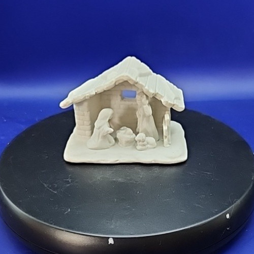 Mini Ceramic 4" Bisque NativityManger Scene