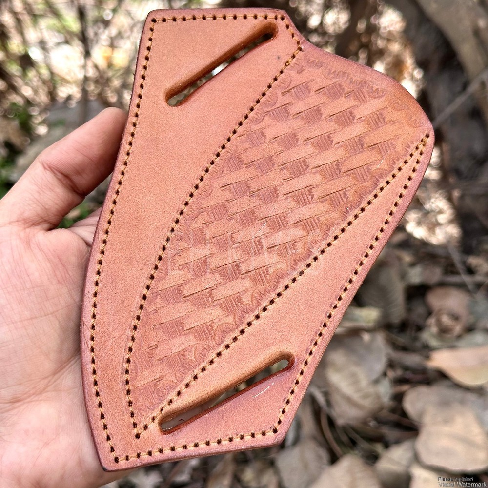 Universal 10" Fixed Blade Knife Sheath - Pure Cow Leather - Custom Engraved