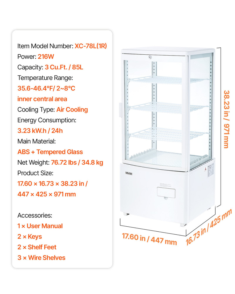 3 Cu Ft Countertop Refrigerated Display Case 3 Tier Cake Cooler