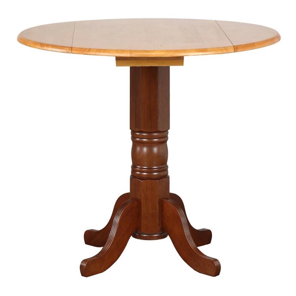 Sunset Trading Oak Selections 42" Extendable Drop Leaf Wood Pub Table in Nutmeg
