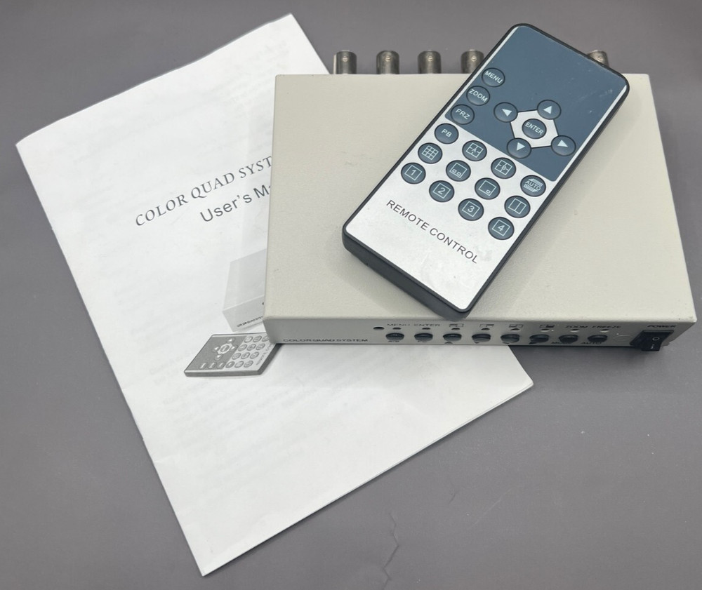 4CH Color QUAD System Video Splitter CCTV DVR Camera Processor w/ Remote Control