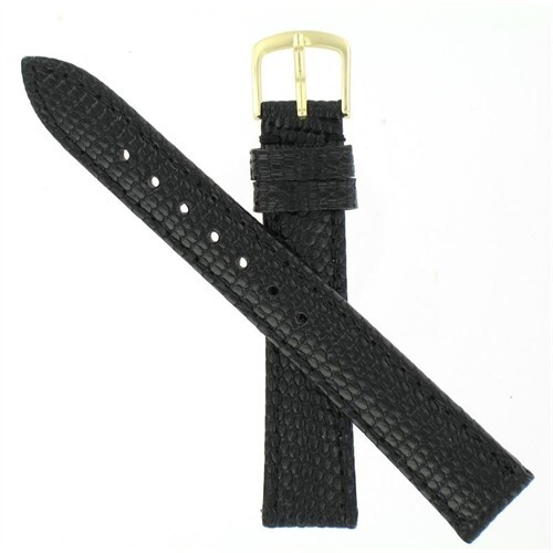 16mm Hadley-Roma MS715 Men's Black Genuine Java Lizard Watch Band Strap