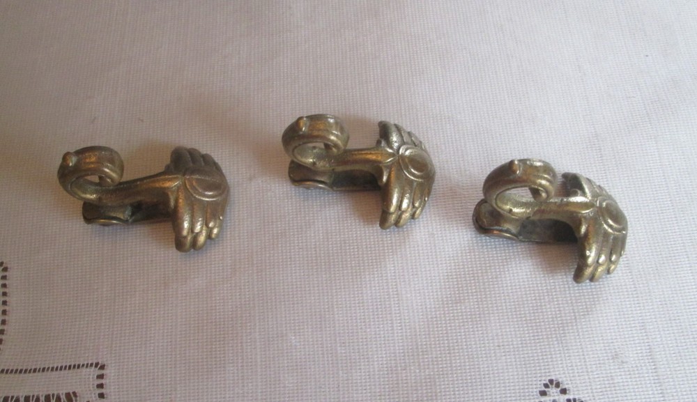 Antique 1914  Brass  Wing  shaped Hooks