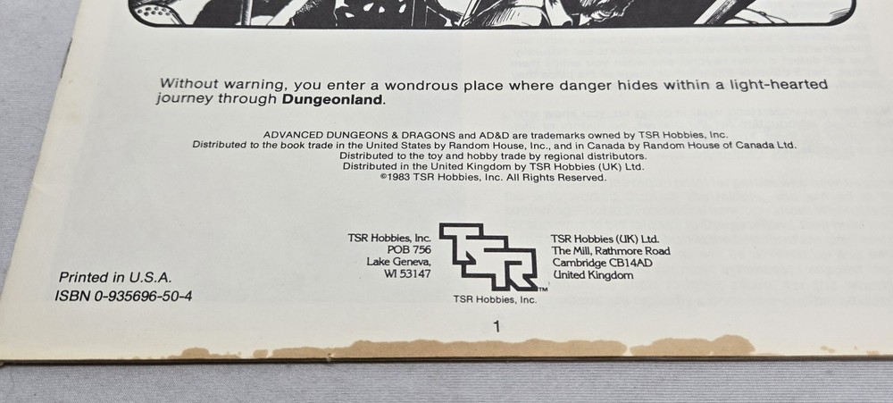 Advanced Dungeons & Dragons - EX1 - Dungeonland - 1983