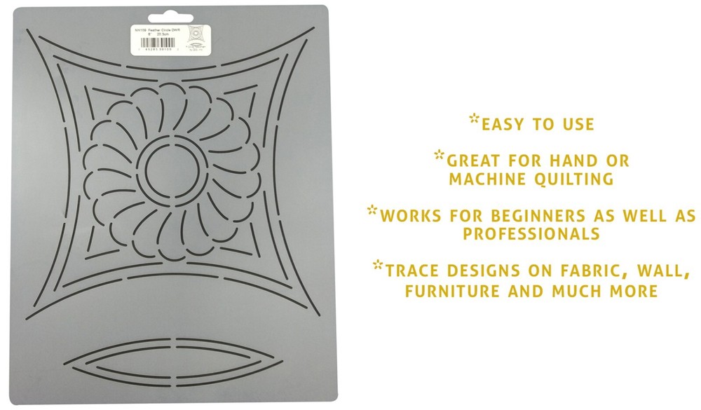 Quilting Stencil Feather Circle Double Wedding Ring Quilt Pattern Block Template