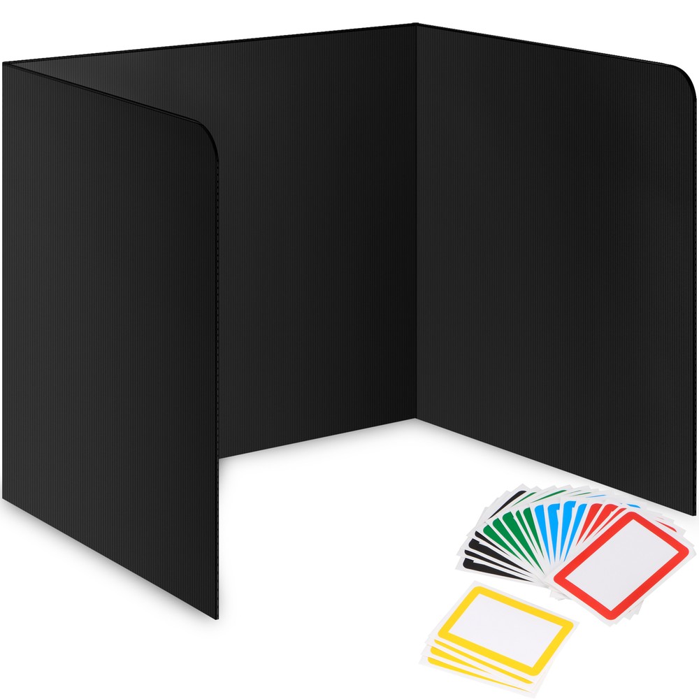 22-Pack Black Desk Dividers for Students, Plastic Study Carrel, Classroom Folder