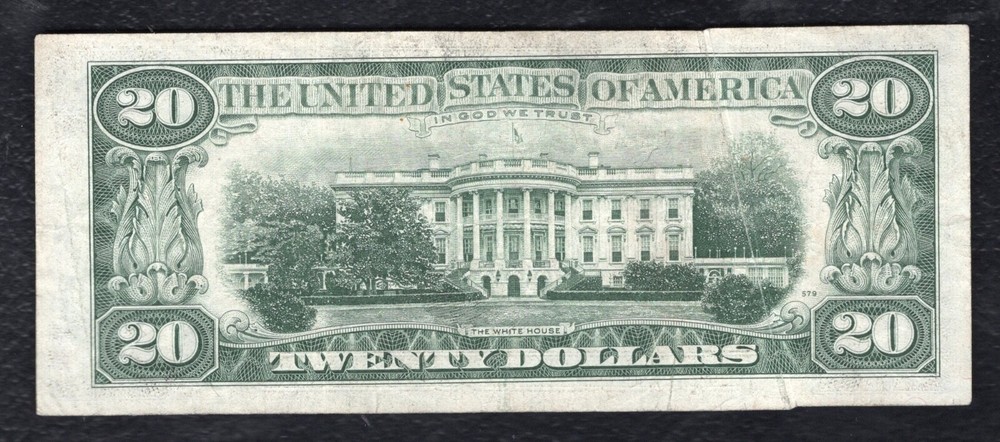1977 $20 FRN FEDERAL RESERVE NOTE “GUTTER FOLD ERROR” VERY FINE