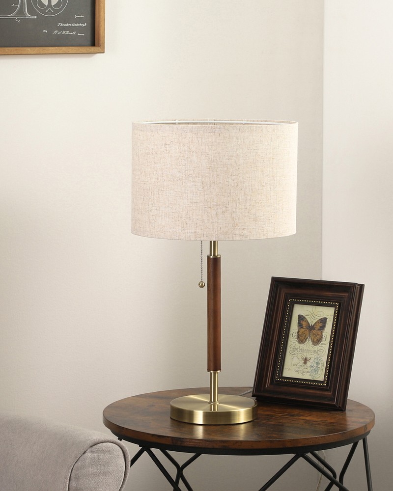 EDISHINE Modern Table Lamp Mid Century Nightstand Pull Chain Switch Bedside Lamp