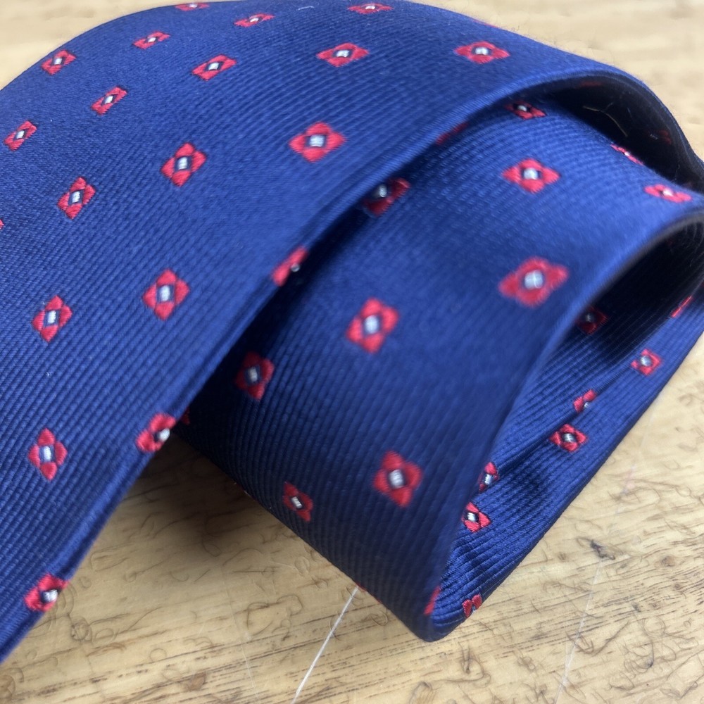 Studio Italia Navy Silk Print Tie