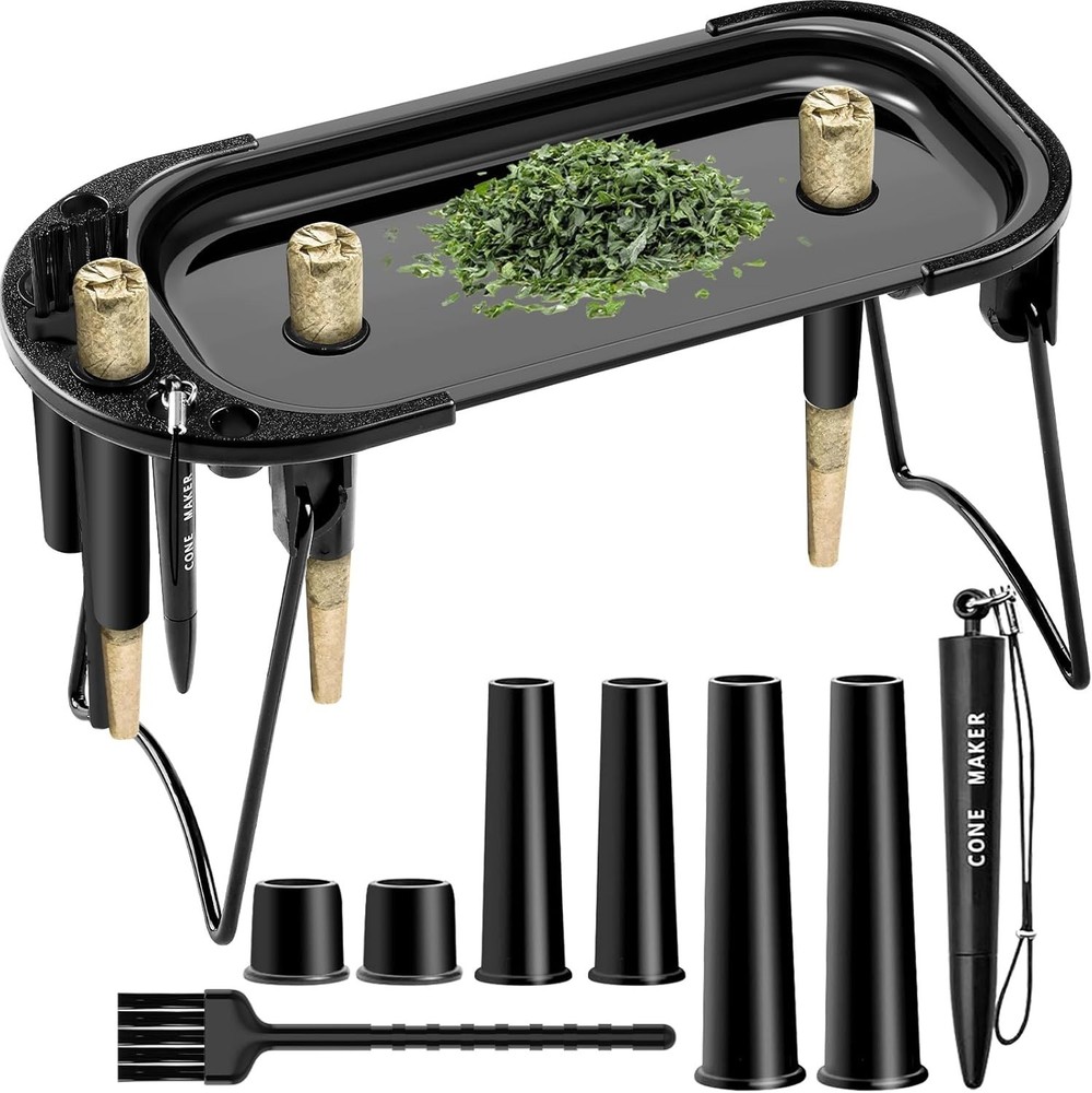 Metal Rolling Tray with Cone Loader, Cone Filler Roller, Rolling Machine & Tr...