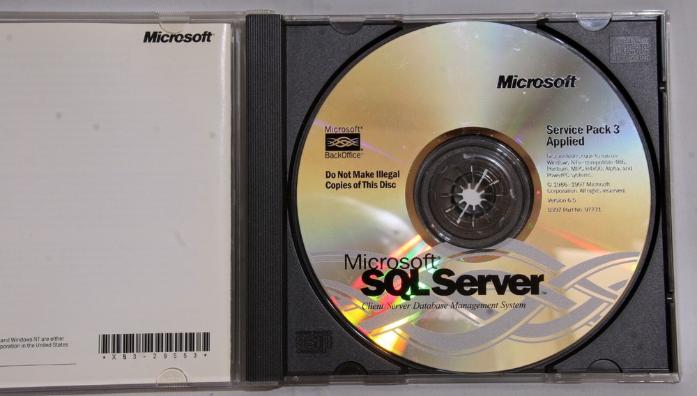 Microsoft Back Office / SQL Server version 6.5 with Service Pack 3 Applied