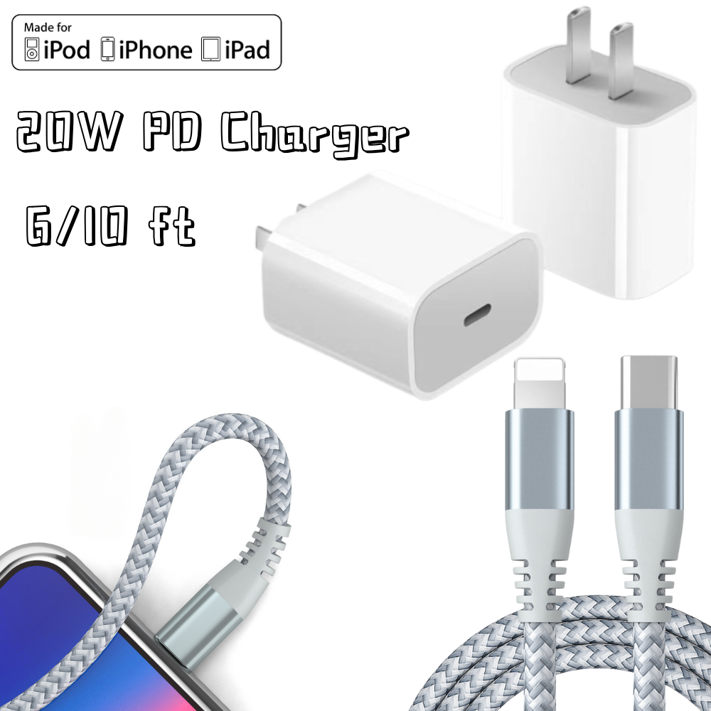 New For Apple iPhone iPad Fast Charger USB C Adapter Type C data Cable 20W PD