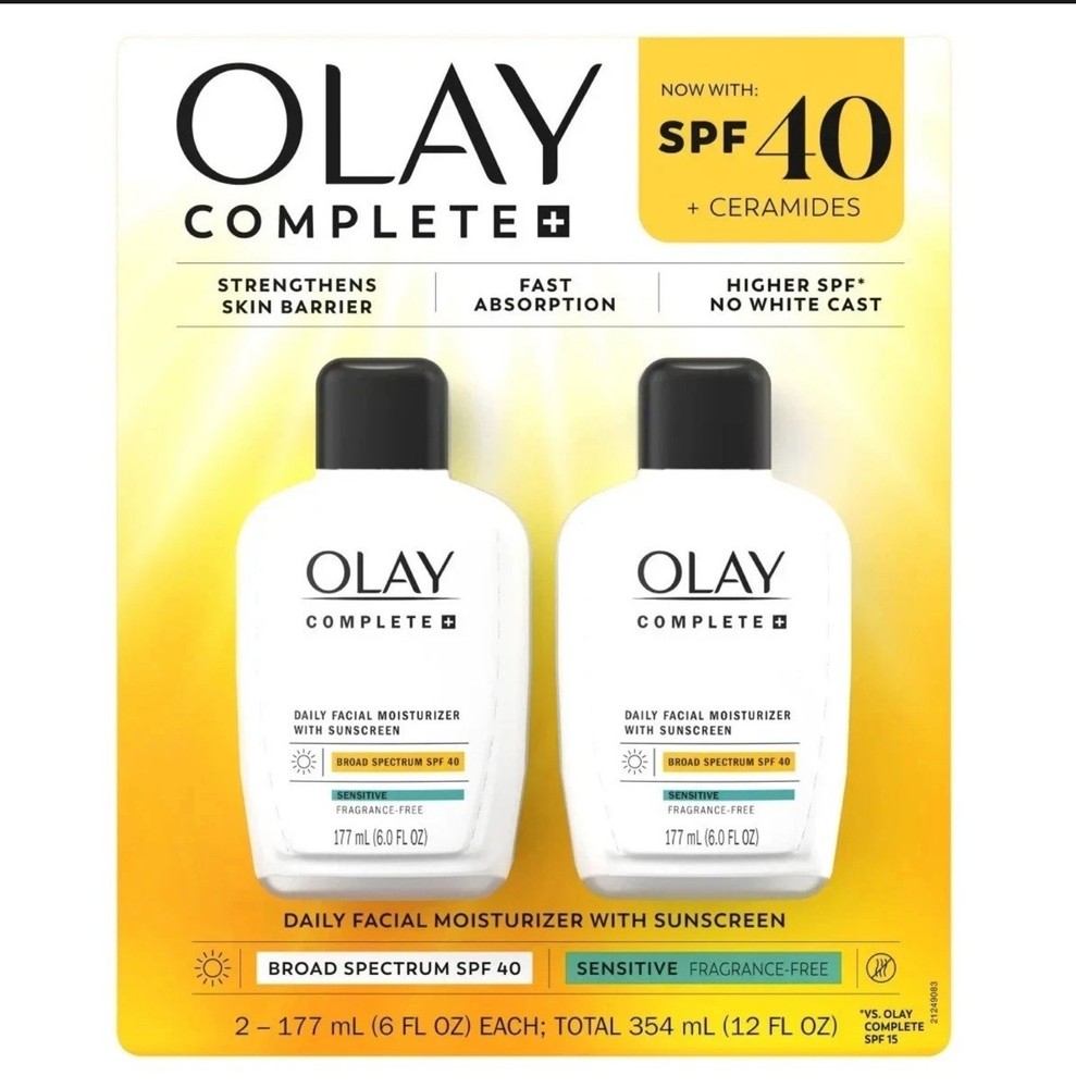 Olay Complete+ Moisturizer with SPF 40 Sensitive, 6 fl oz, 2-pack