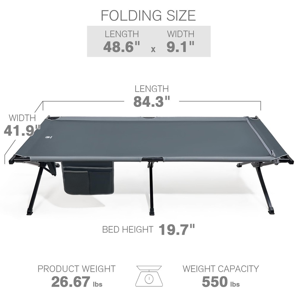 Extra Wide Camping Cot for Adults Oversized XXL Sleeping Cots Folding Cot Bed...