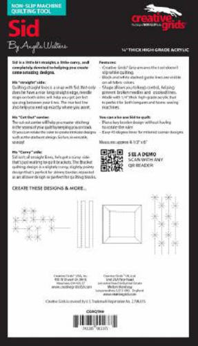 Creative Grids Machine Sewing and Quilting Tool Ruler Sid CGRQTA9