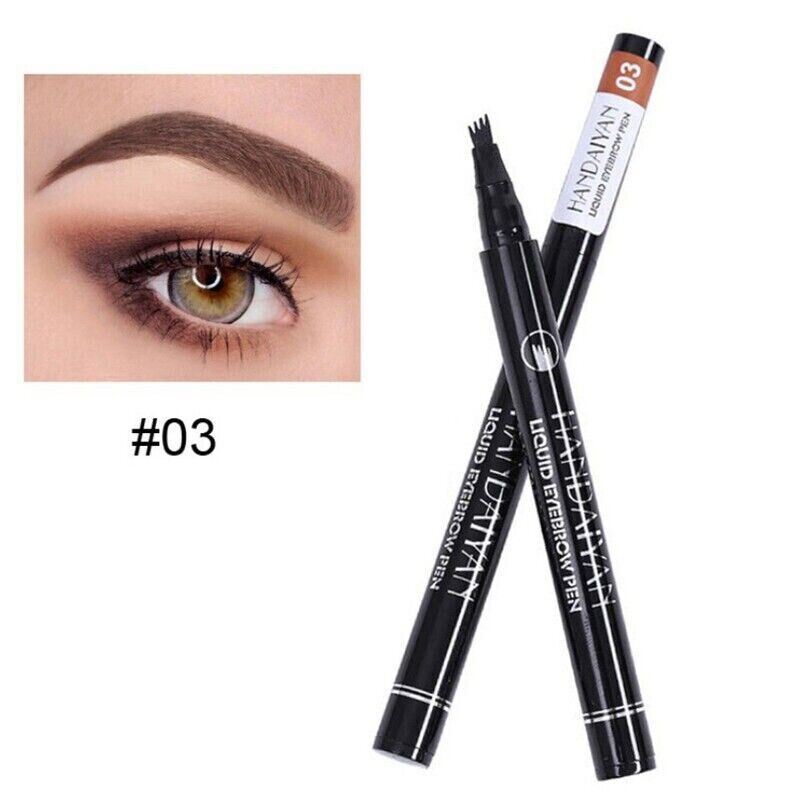 2 Pack Long-Lasting Liquid Tattoo Eyebrow Pens: 4 Tips, 3D Fork Microblading Ink