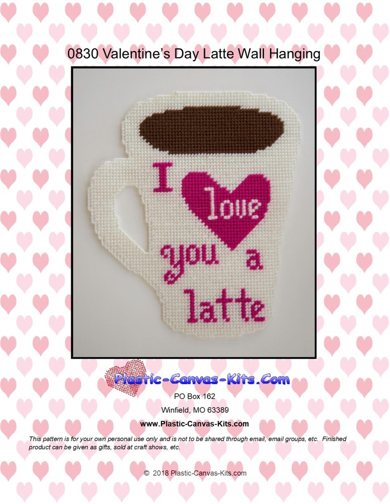 Valentine's Day Latte/Coffee Wall Hanging-Plastic Canvas Pattern or Kit