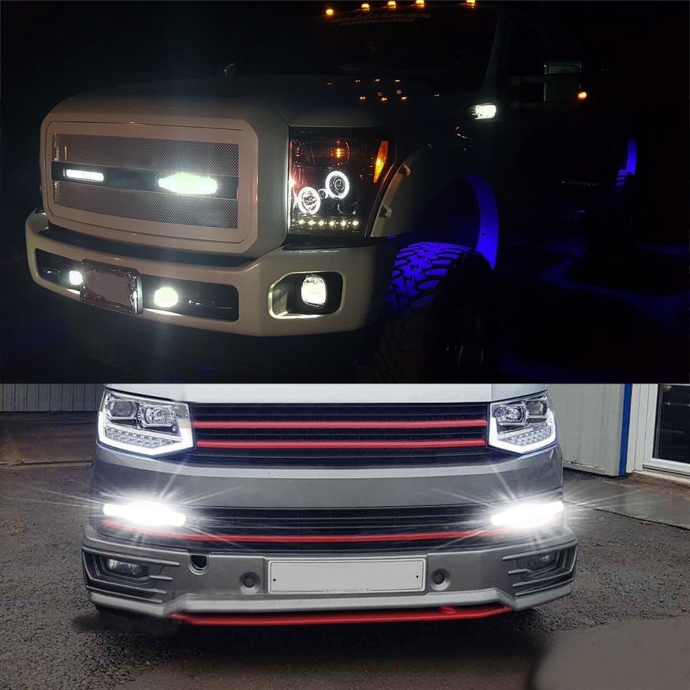 2x Switchback DRL Running Light Strip Amber White Sequential Flow Turn Signal &