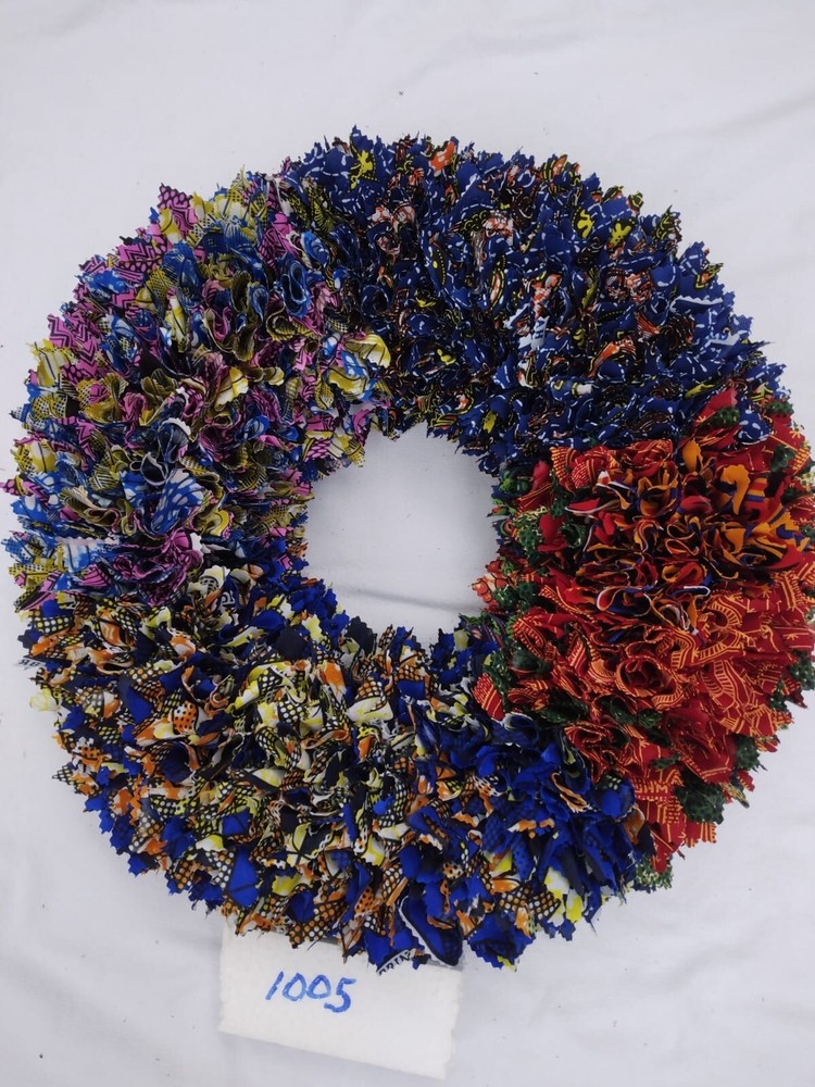 Large 17”  Holliday Custom  Multicolor Wreath Quality Fabric Cotton/Polyester