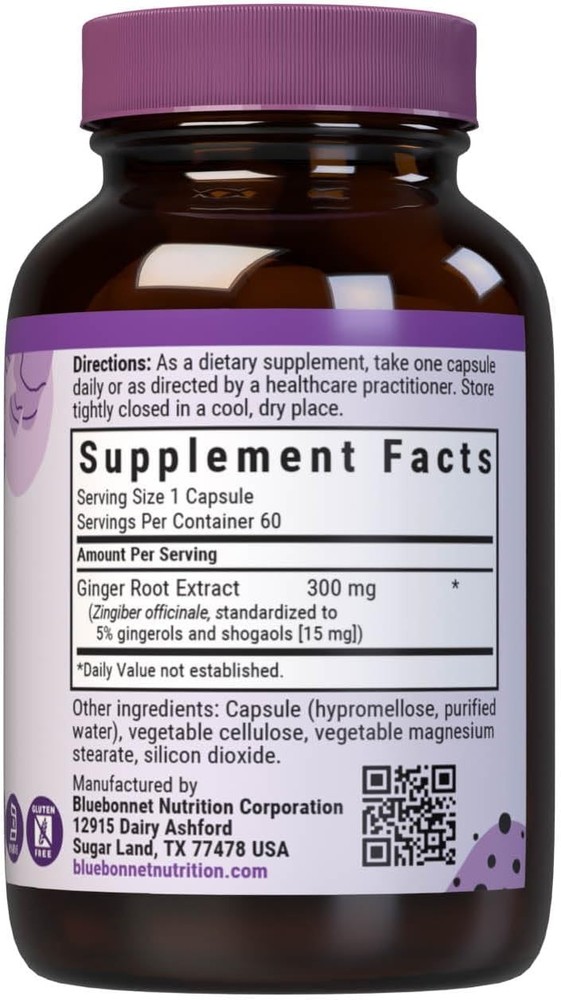 Bluebonnet Ginger Root Extract Supplement, 60 Count