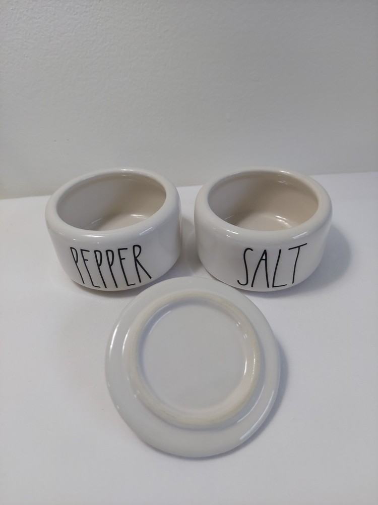 Rae Dunn Pinch Salt & Pepper Ceramic Stackable Container, 2" x 3" each