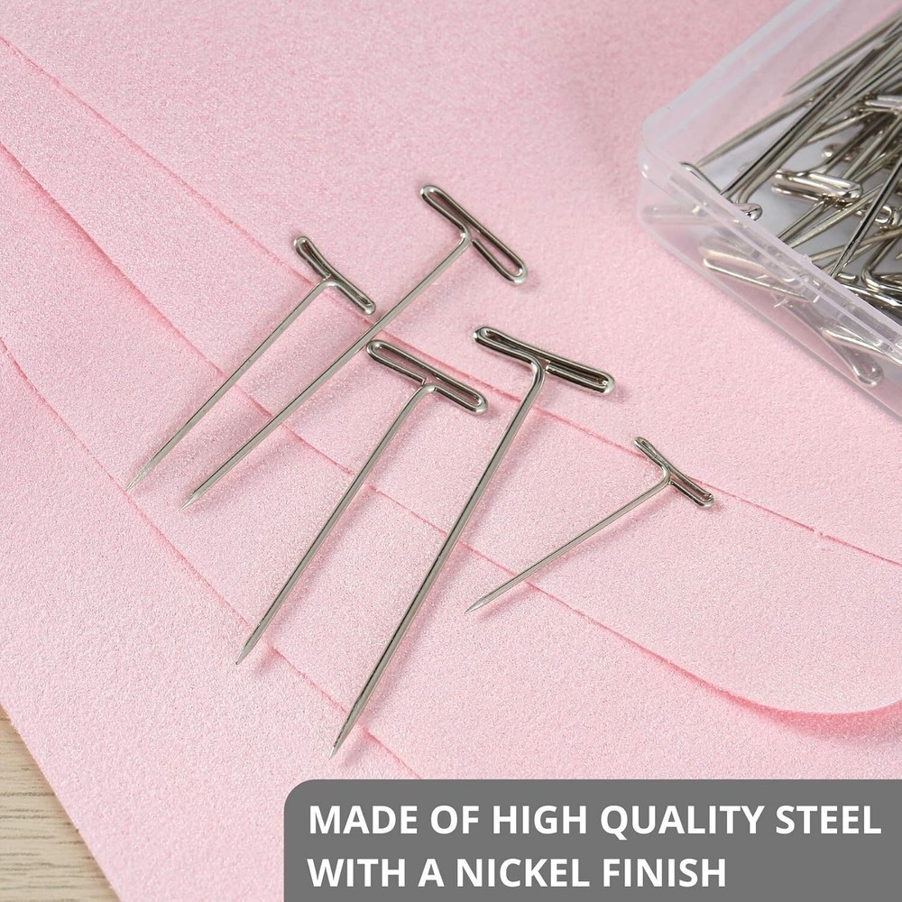 Durable T-Pins Box: 220 Count with Assorted Sizes for Crafting & Office Use