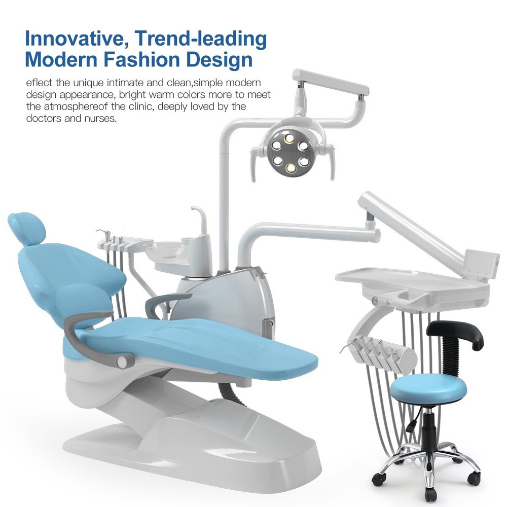 Dental Unit Chair Computer Controlled DC Motor PU Leather+ Assistant Stool