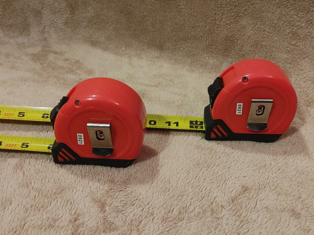 Pair: Workpro 25' Measuring Tape End Hook SAE Easy Read Numbers